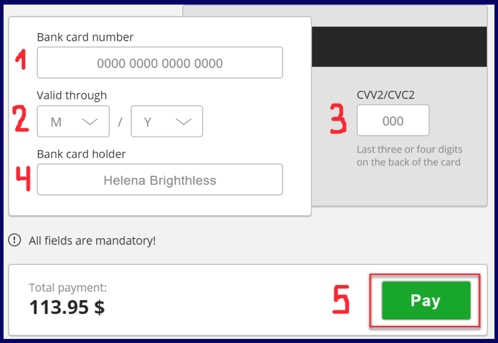 payment by bank card on olymptrade.com broker after registration.