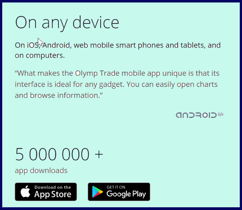 Can I use DEMO on olymptrade.com mobile app?
