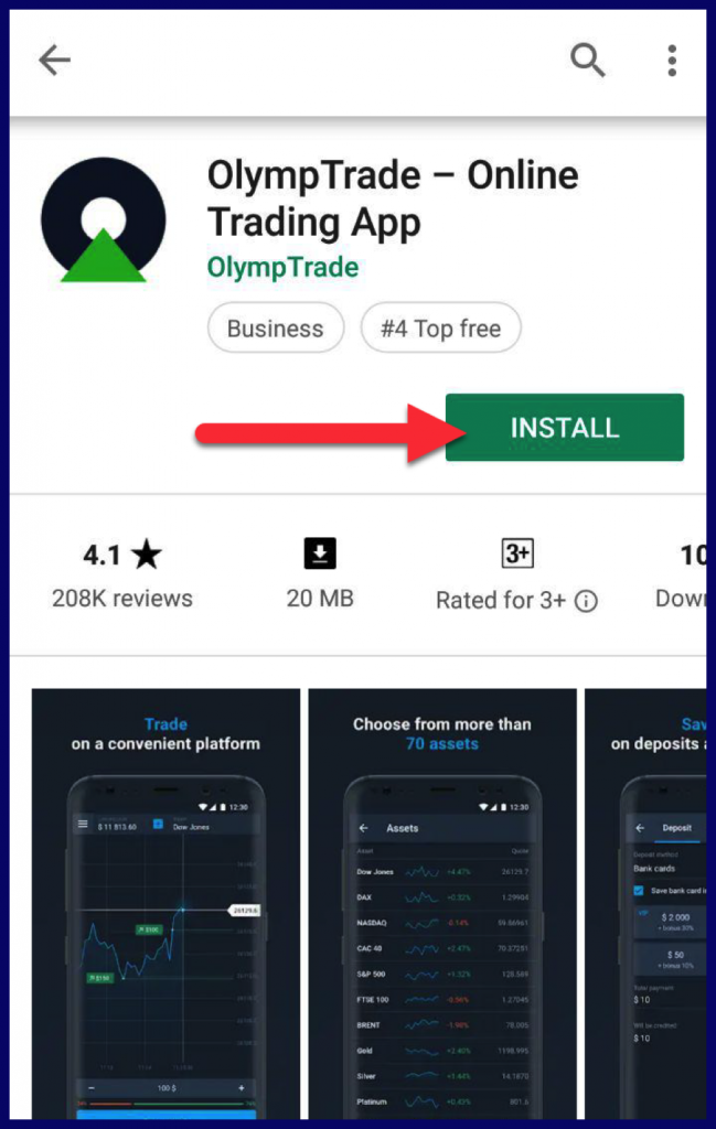 How to install OlympTrade android app?