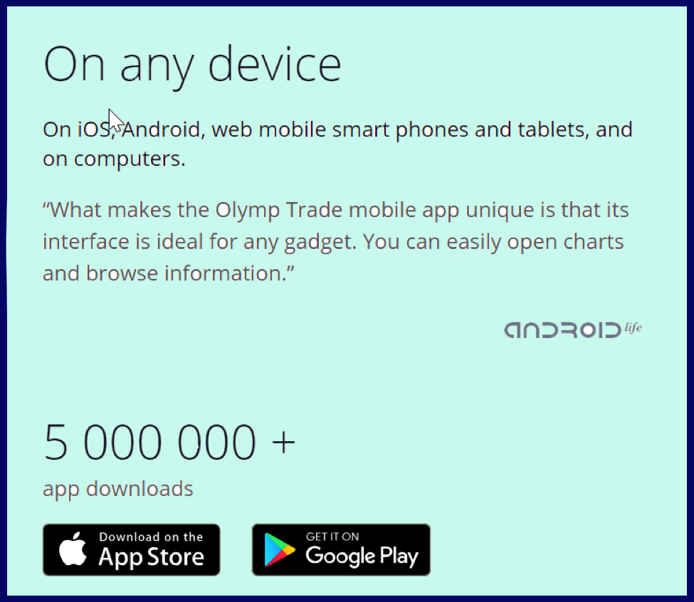 Is olymp trade real account same on web and mobile apps?