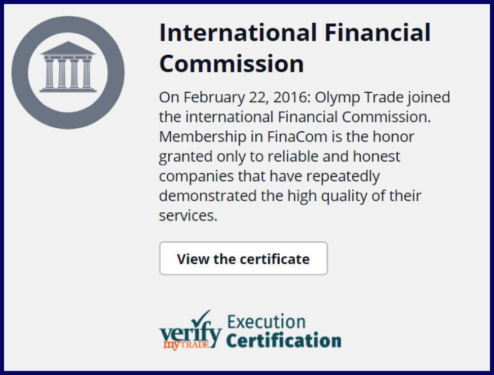 OlympTrade regulated by the International Finance Commission